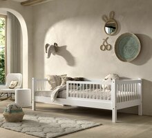 Forrest bedbank 90x200 met uitval massief beuken wit