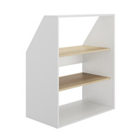 Schuine wandkast open met planken eiken / wit
