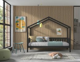 Dallas huisbed 90x200 massief grenen antraciet