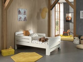 Jumpy meegroei bed 90x140/200 massief grenen wit met matras