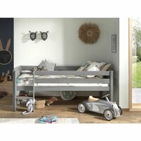 Pino compact bed met trap 90x200 massief grenen grijs