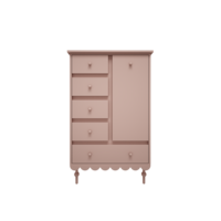 Babushka commode 5 laden 1 deur hoog pink