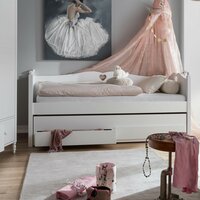 Emma bedbank hartje 90x200 + slaap/opbergladen wit 