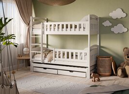 Bari stapelbed met logeerlade massief grenen 90x200 wit