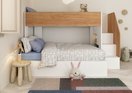 Trasman Easy 90x190/140x190 family stapelbed met zij trap wit -eiken