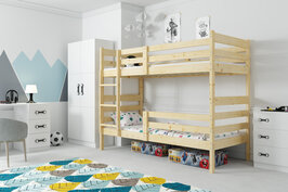 Erchie stapelbed 90x190 massief grenen naturel *inclusief 2 matrassen