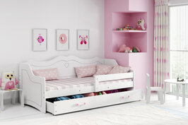 Lucia peuterbedbank 80x160 grenen - mdf wit *gratis matras