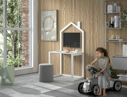Bureau huisje massief grenen wit