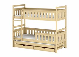 Karanza stapelbed met logeerlade massief grenen 90x200 naturel