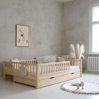 Basic Love Montessori bed 140x200 met opberglade onbehandeld hout