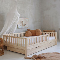 Basic Love Montessori bed 140x200 met slaaplade onbehandeld hout
