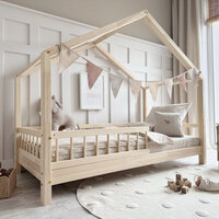 Basic Bello Montessori huis bed 80x160 onbehandeld hout