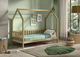 Cabane huisbed 90x200 massief eiken naturel