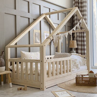 Coco slats bedhuisje schuin dak 70x140 onbehandeld hout