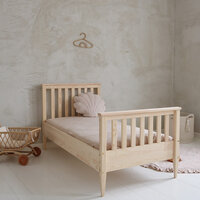Boho classic bed 90x190 platte spijl onbehandeld hout