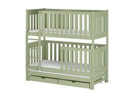 Emilio 3 persoons stapelbed met logeerlade massief grenen 90x200 olive