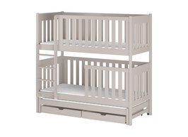 Emilio 3 persoons stapelbed met logeerlade massief grenen 90x200 cashmere