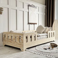 Sigma round bed midden 140x200 onbehandeld plywood