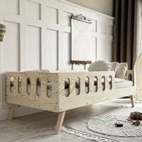 Verto round bed rechts 90x200 onbehandeld plywood