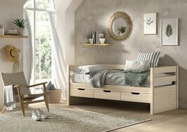 Margrit kajuitbed 90x200 massief grenen white wash