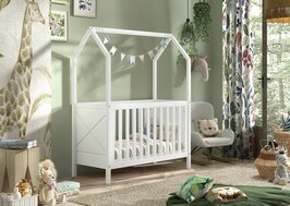 Scott baby bedhuisje 60x120 massief grenen wit