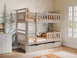 Martano stapelbed met opberglade massief grenen 90x200 cashmere