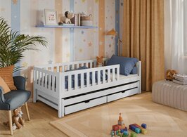 Carpari bedbank met logeerlade en opberglade massief grenen 90x200 wit