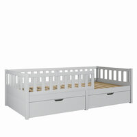 Miyo bedbank met 2 laden 90x190 grenen grijs