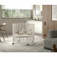 Jaxx Dino ronde babybox Ø 90 cm op wielen beuken klei