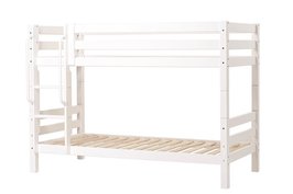Hoppekids Premium stapelbed 90x200 rechte trap flex frame bodem wit
