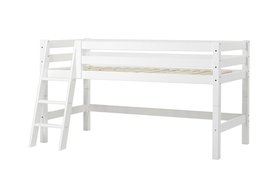 Hoppekids Premium halfhoogslaper 90x200 schuine trap flex frame bodem wit