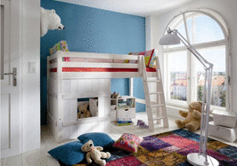 Infanskids Thijs hutbed middelhoogslaper 90x200 grenen beits wit