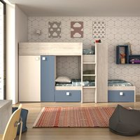 Trasman Maxim 90x200 stapelbed met kast essen - blauw