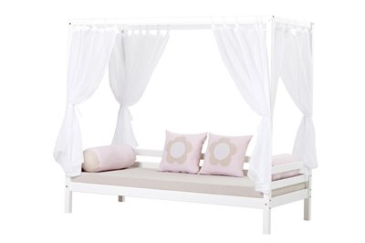 Hoppekids basic hemelbed met foile 90x200 grenen wit - Kinderbeddenstore Hoppekids basic hemelbed met foile 90x200 grenen wit - Kinderbeddenstore